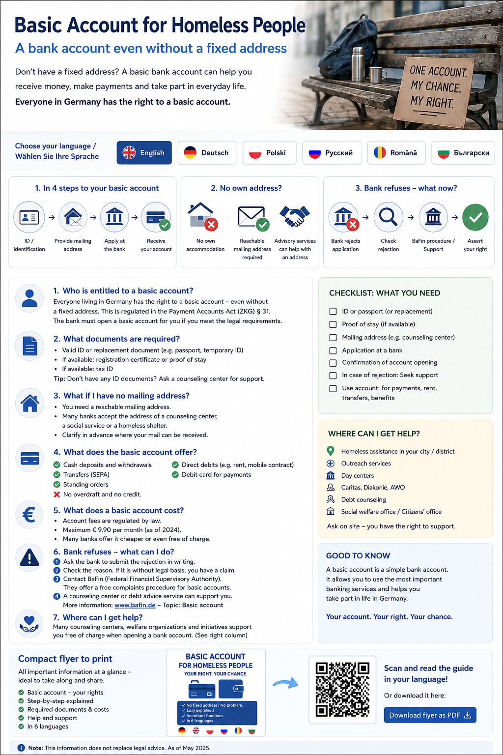 Opening a basic account in Germany without a permanent home
